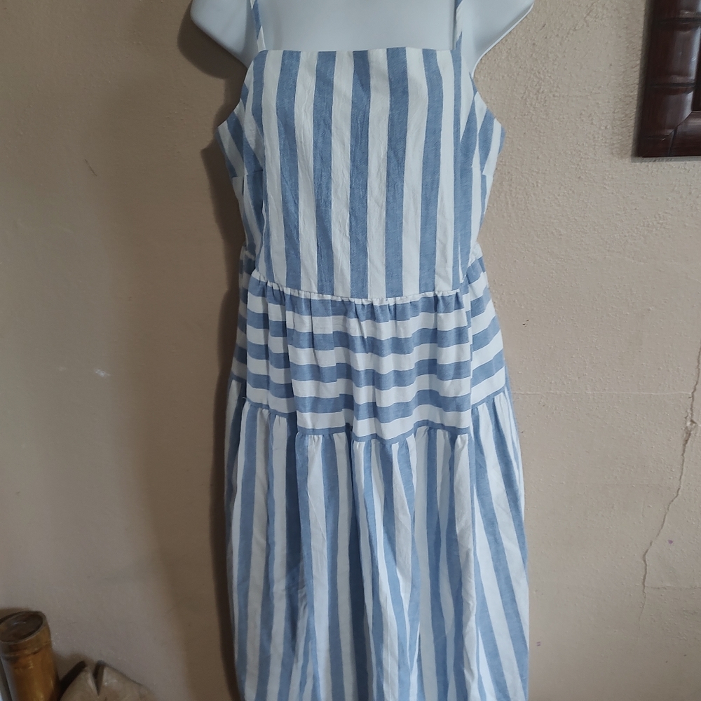 NEW NWT Blue White Natural Sailor Striped Dress Universal Threads Size Medium